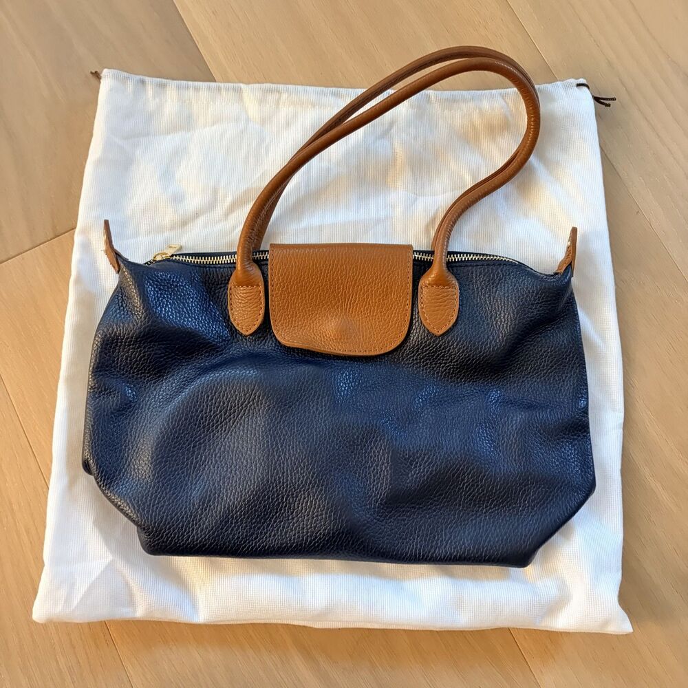 Italian Leather Bag in Black/Brown NEW